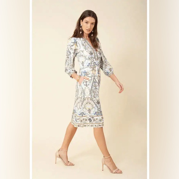 HALE BOB Adelia Beaded Jersey Dress NWT in Ivory Combo Size Medium Contemporary